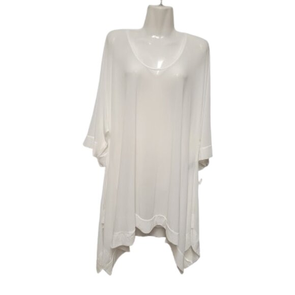 Oversized White Tunic Swimsuit CoverUp Loose Fitting Lightweight Top-Size S - Picture 1 of 9
